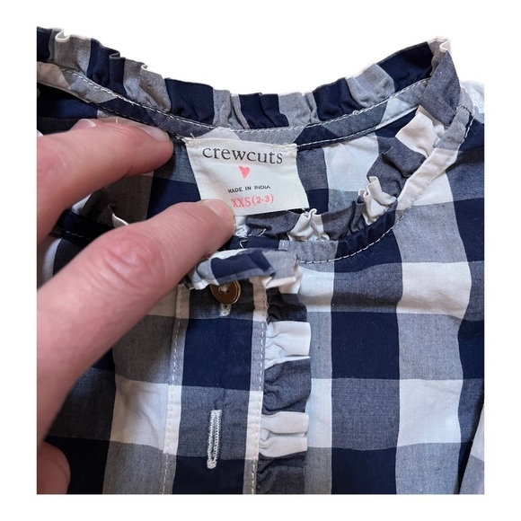 Jcrew Crewcuts Navy Blue & White Gingham Size XXS (2-3) - Picture 4 of 6